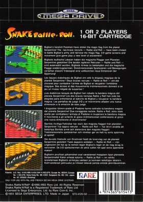 Snake Rattle n Roll (Europe) box cover back